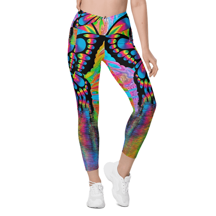 'Butterflies' Crossover Leggings with Pockets product image (1)