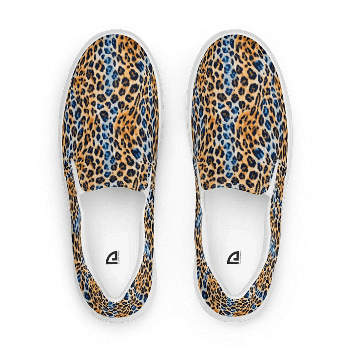 Blue Brown Leopard Women Canvas Shoes product image (1)