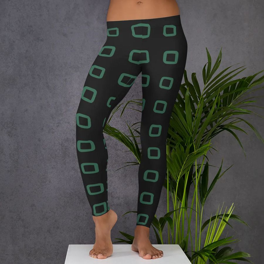 Customizable Grid Green Leggings product image (5)