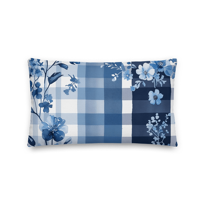 Blue Floral Checkered Dreams Pillow product image (5)