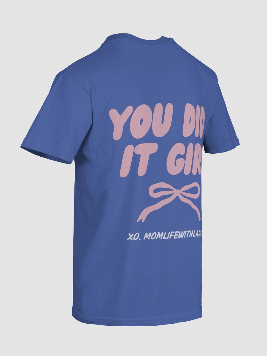 You Did it Girl Bow Comfort Colors Tee - Pink/Cobalt product image (8)