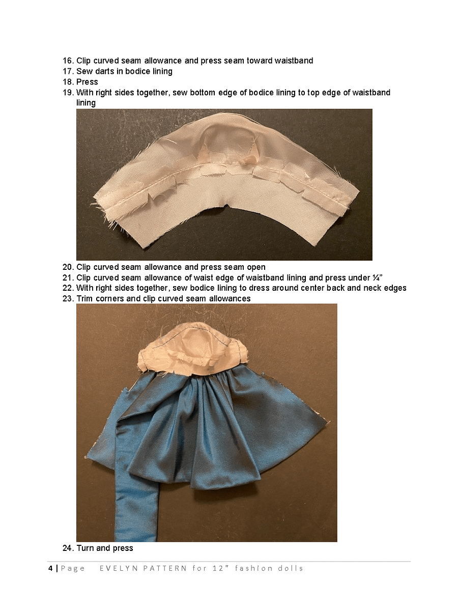 Evelyn sewing pattern for 12" fashion dolls product image (3)