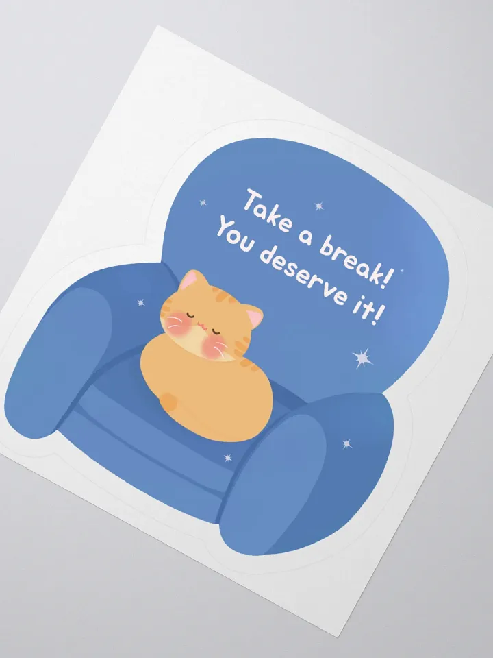 Take a break! Orange Cat Vinyl Sticker product image (2)