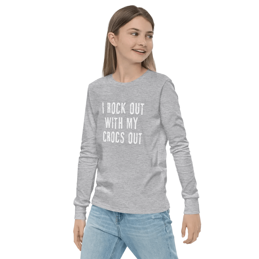 "I ROCK OUT WITH MY CROCS OUT" Kids Crew neck Long-Sleeved Shirt product image (21)