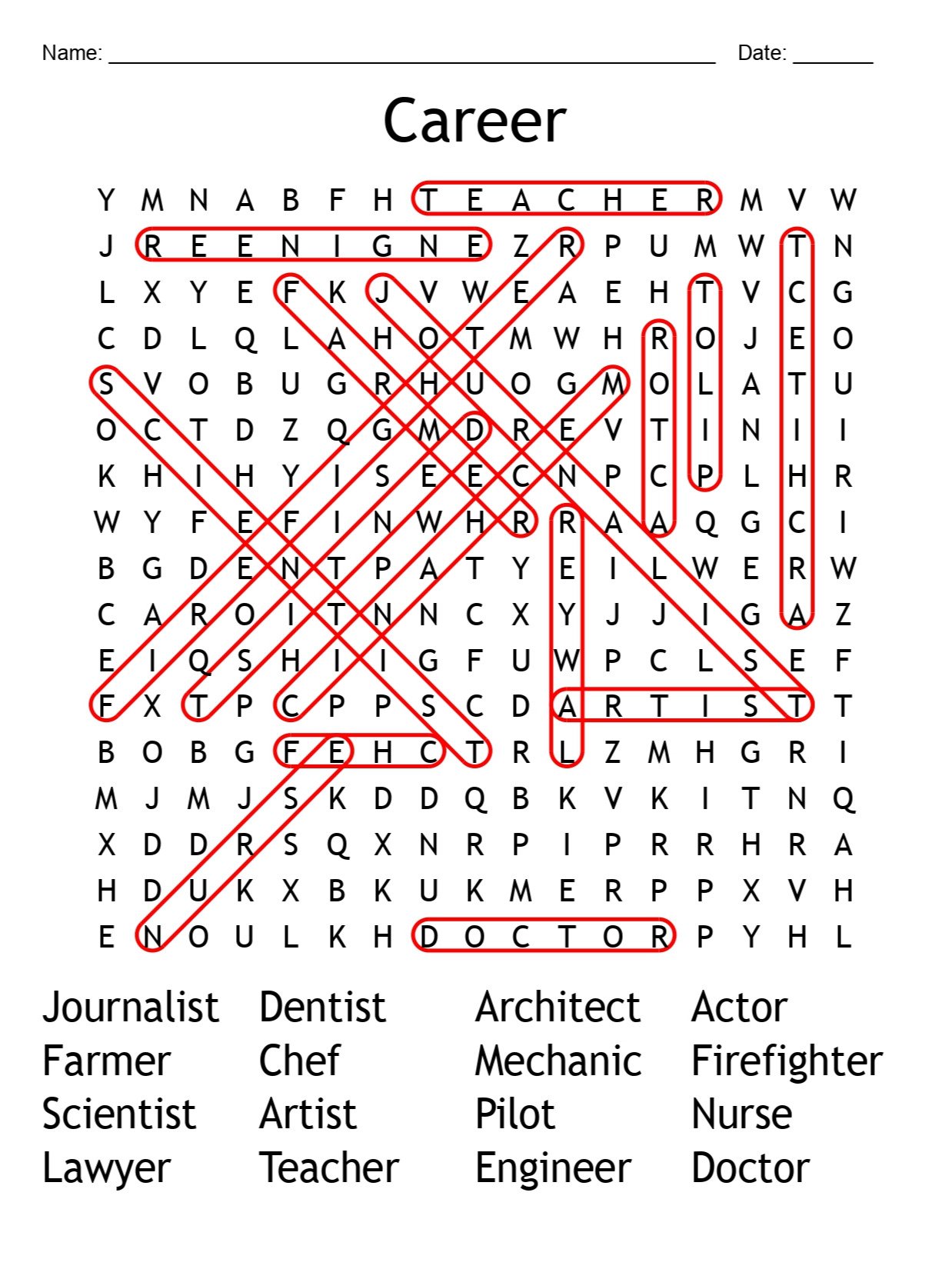 Printable Career Word Search Puzzle product image (2)