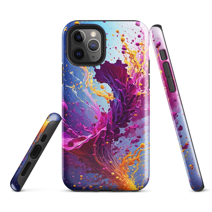 Tough Phone Case for iPhone® - Magenta and Orange Splash Abstract Art product image (1)