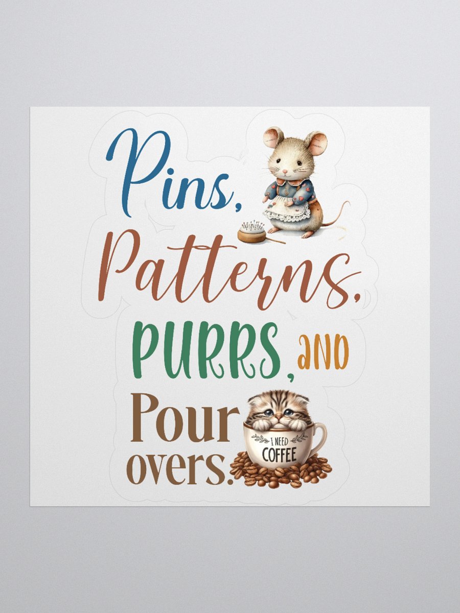 Whimsical Pins Patterns Purrs Kiss Cut Stickers Set product image (1)