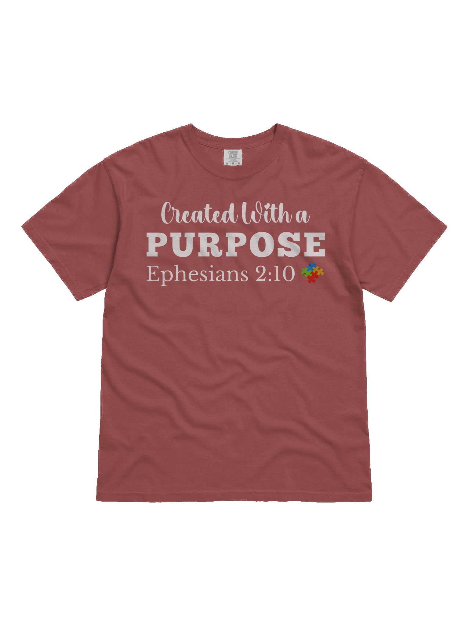 Created With A Purpose : Comfort Colors T-shirt | Christian Faith | Autism Acceptance I Gift To Mom, Dad, Child With Autism product image (2)