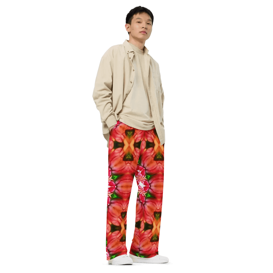 Peachy Flower Kaleidoscope Wideleg Pants product image (8)