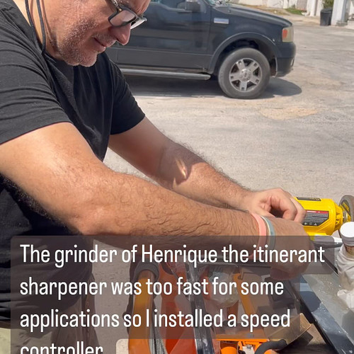 Neron’s dad visited today. He had told me that the electric grinder is too fast to sharpen small items so I added a speed con...