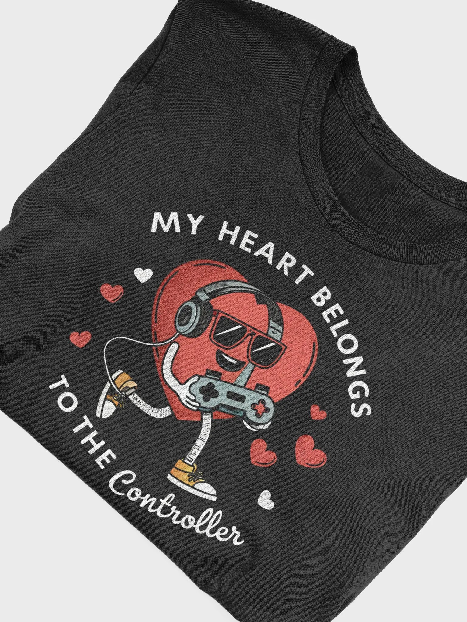 Gamer Valentine's Day Tee, Video Game Love Shirt, My Heart Belongs to the Controller T-shirt, Gamer Couple Valentine's Tee product image (5)