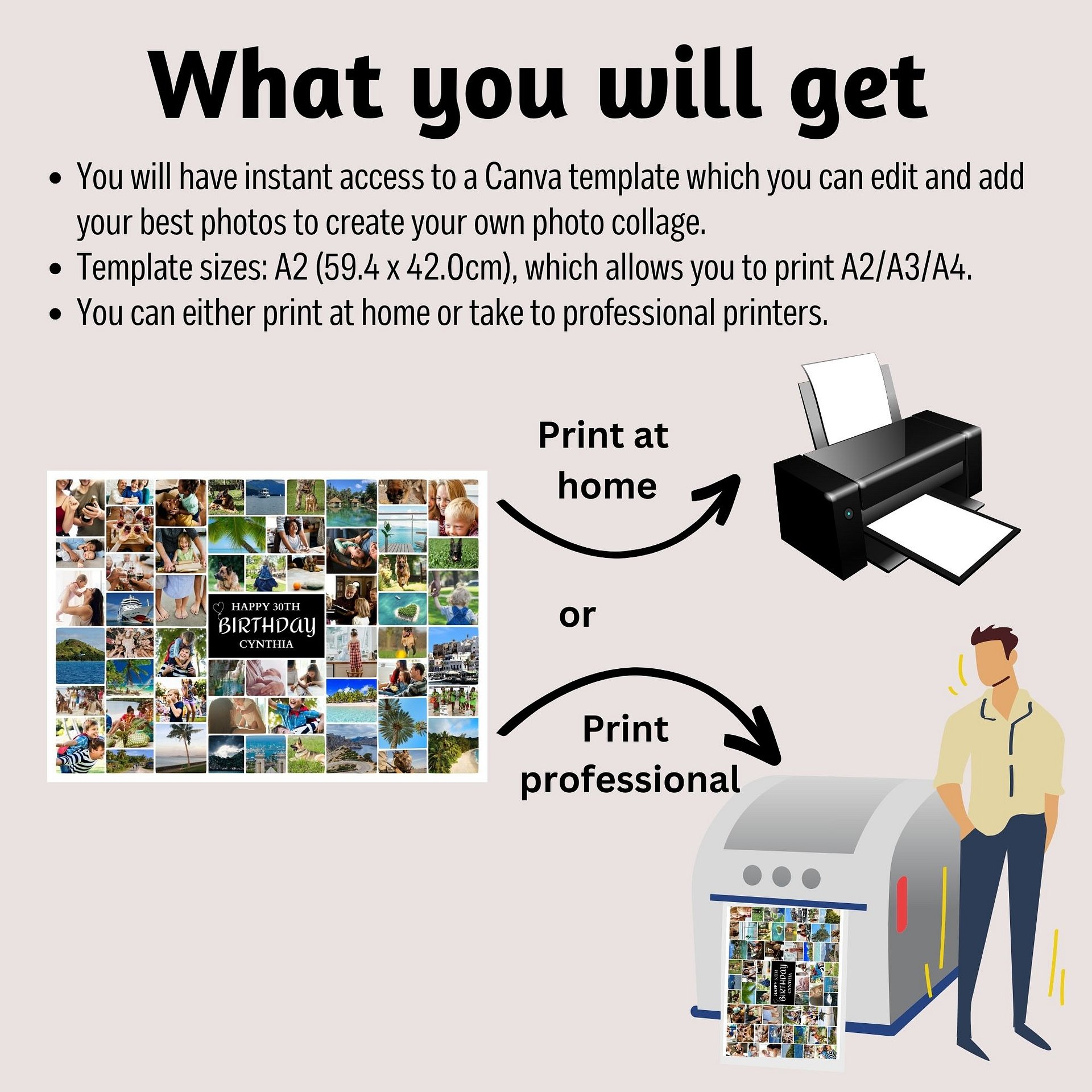 Birthday Photo Collage for 56 Photos Canva Template product image (2)