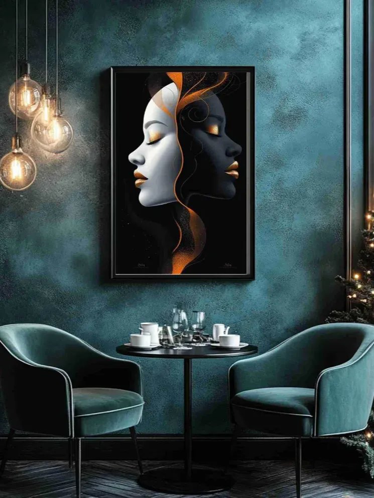 Dual-Profile Wall Art - Black, White Face Modern Abstract Wall Art product image (5)