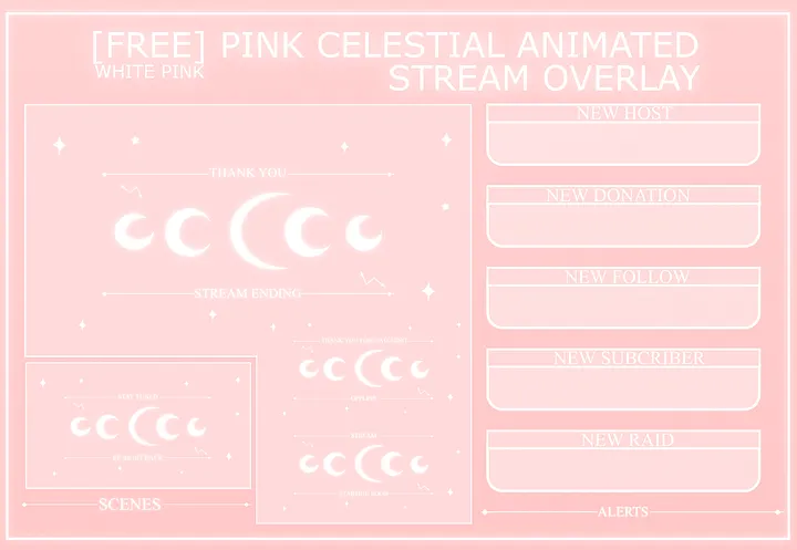 PINK CELESTIAL ANIMATED STREAM OVERLAY, PINK STREAM OVERLAY, ANIMATED OVERLAY, CUTE PINK OVERLAY, SHINNY MOON OVERLAY product image (2)