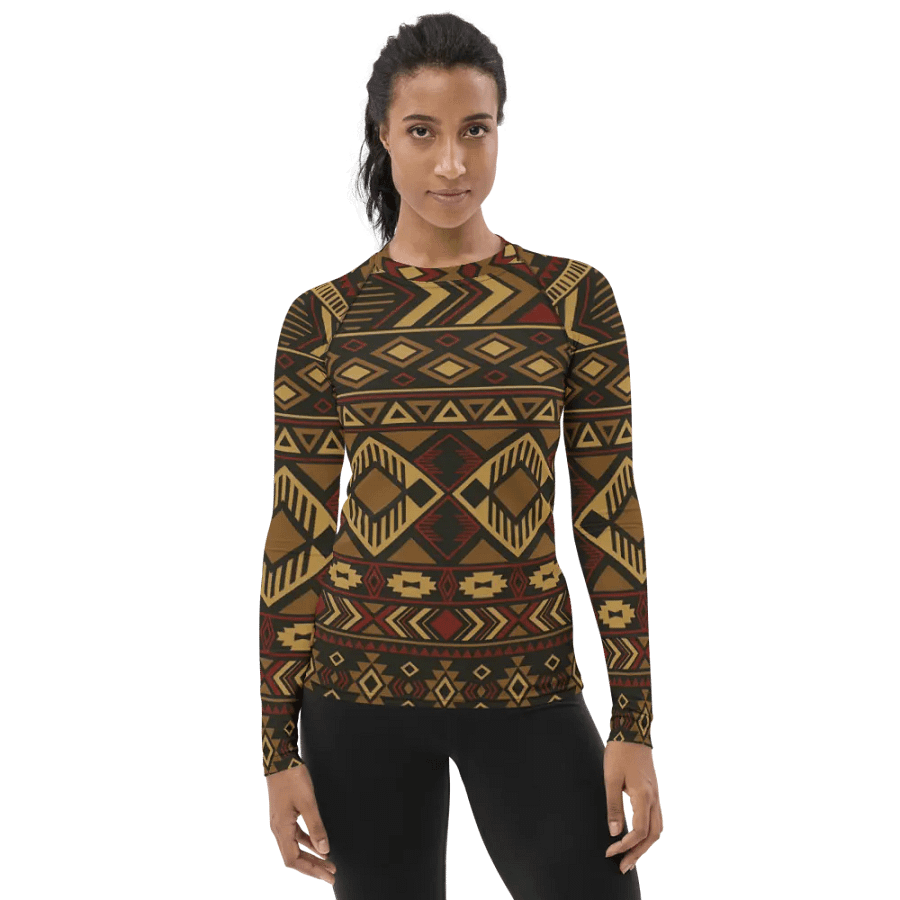 Vibrant Heritage: African Fabric Patterns All-Over Print Women's Rash Guard product image (6)