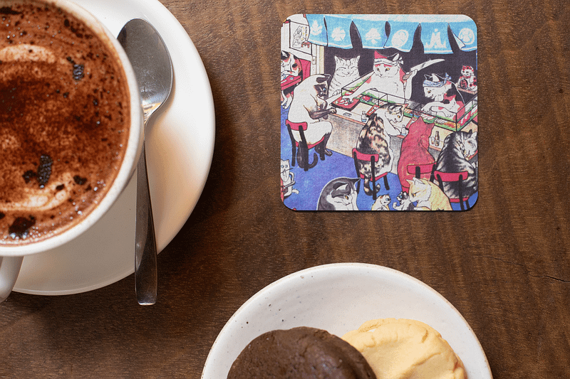Cats at the Sushi Bar coasters