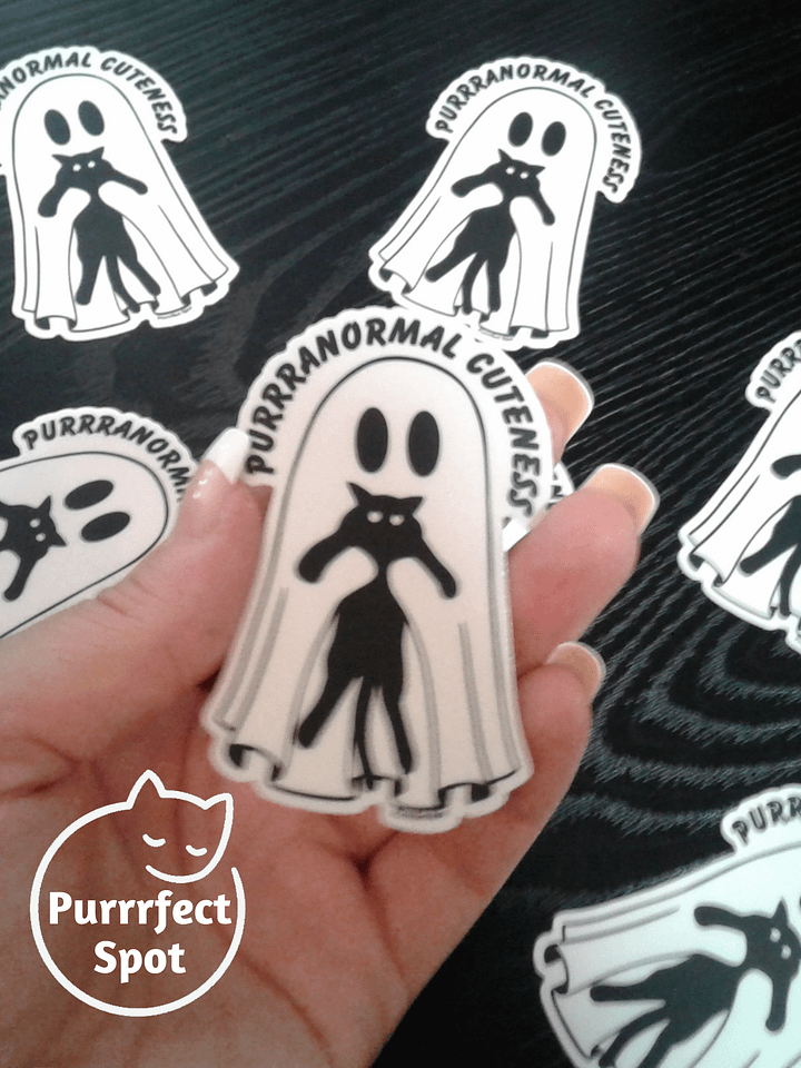 Purrranormal Cuteness Ghost & Cat Sticker 🐾👻 product image (1)