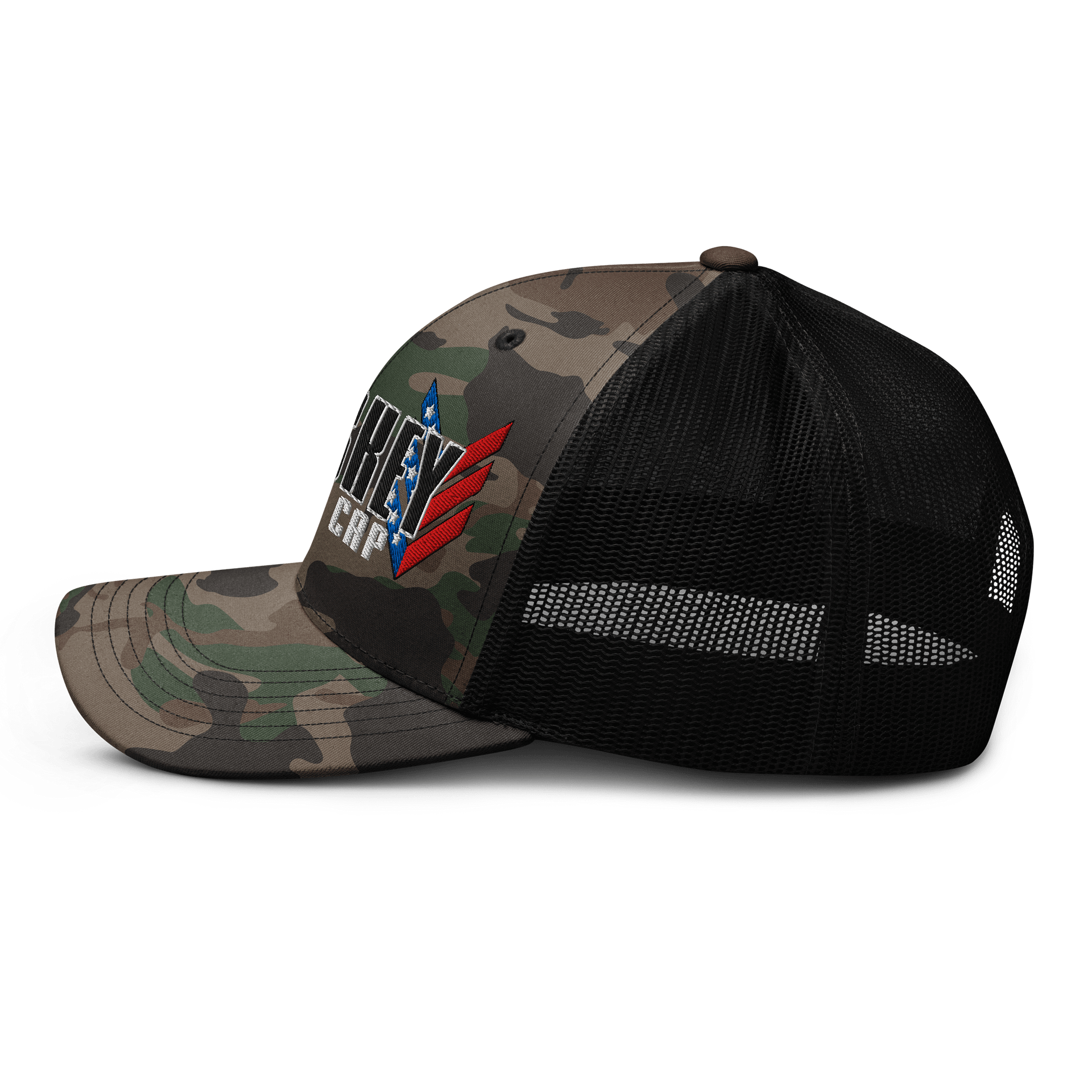 "THIS IS MY WHISKEY CAP" Camo Trucker Hat - Embroidered product image (5)