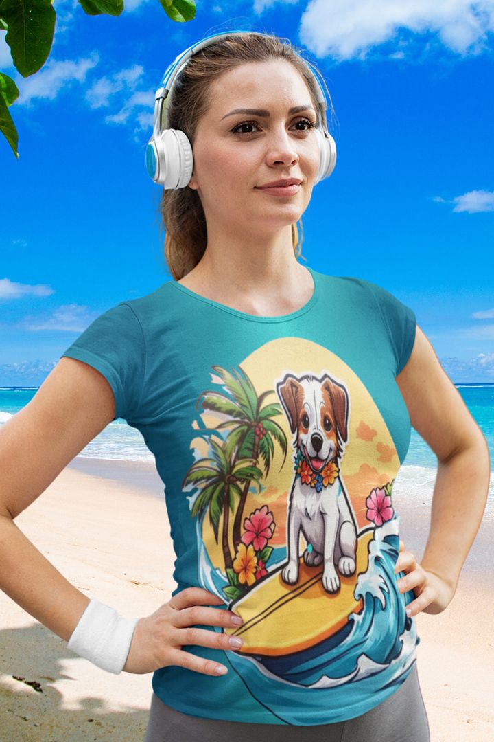 Dog Surfing All Over Print T-shirt product image (1)
