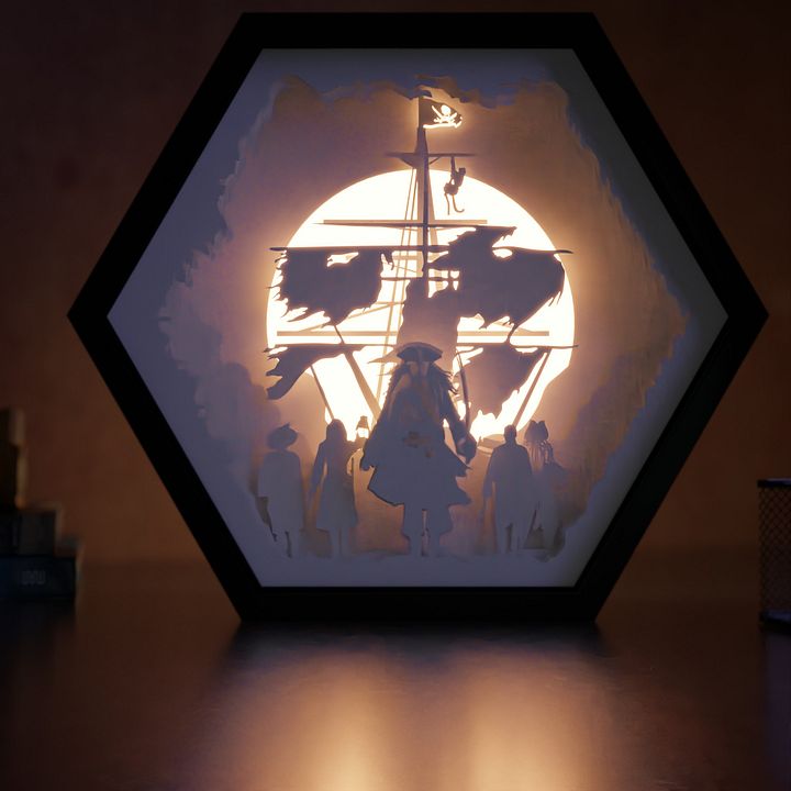 Pirates of Caribbean Lightbox Template 2 in 1 -PDF PNG SVG DXF + Video Tutorial product image (1)