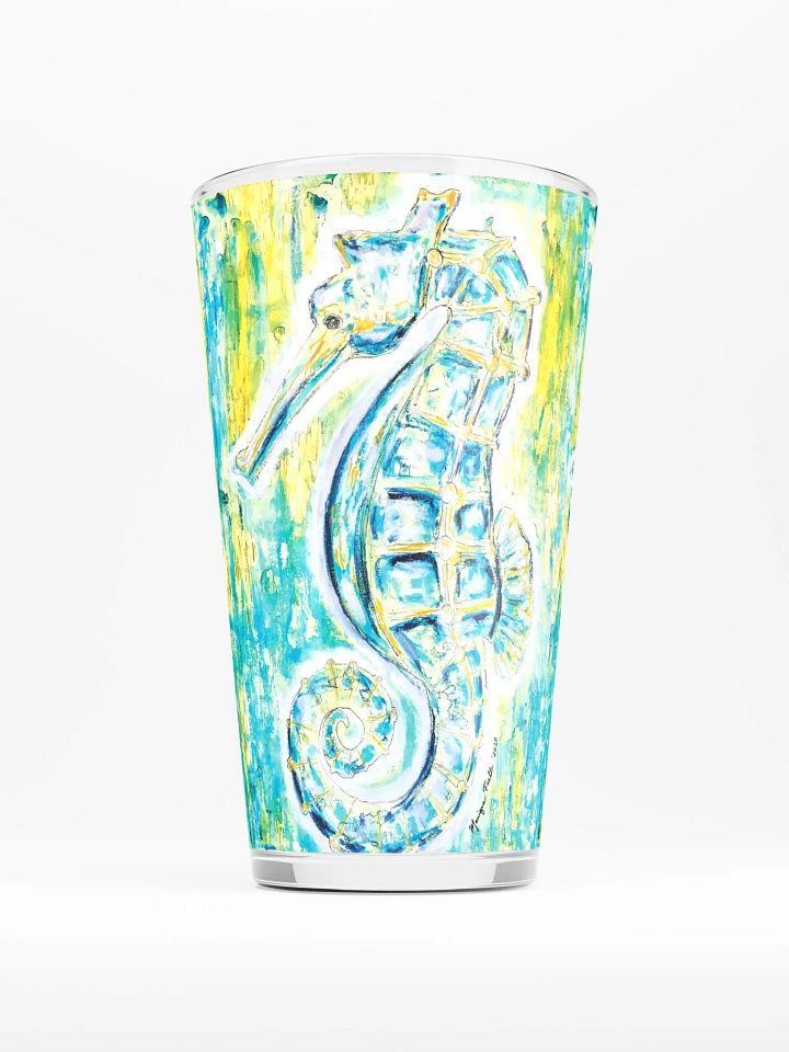 Painted Seahorses Shaker Pint Glass | Coastal Drinkware | Monique Faella Designs™ 🐚🍹🎨 product image (1)