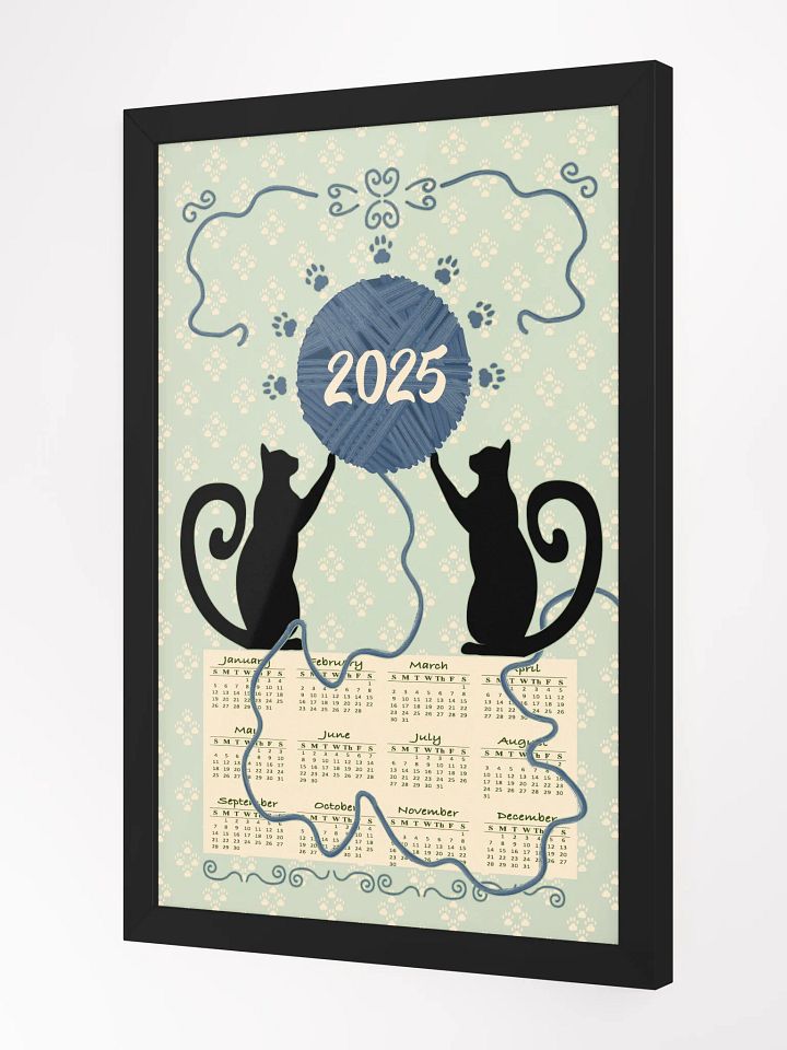 Framed "Cat’s At Play" 2025 Calendar Poster – Green product image (2)