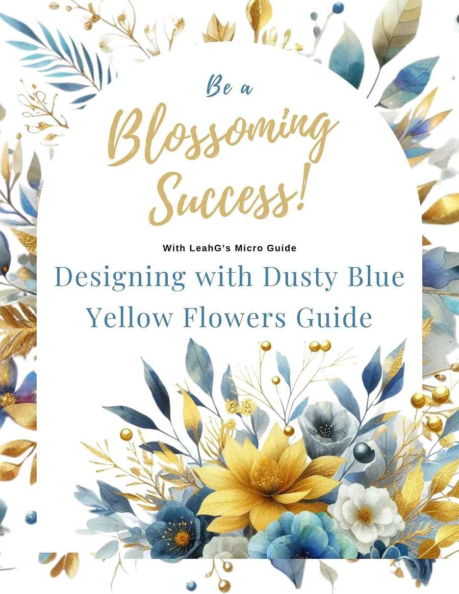 Dusty Blue Yellow Gold Floral Graphics Commercial POD Use + FREE Design Guide product image (3)