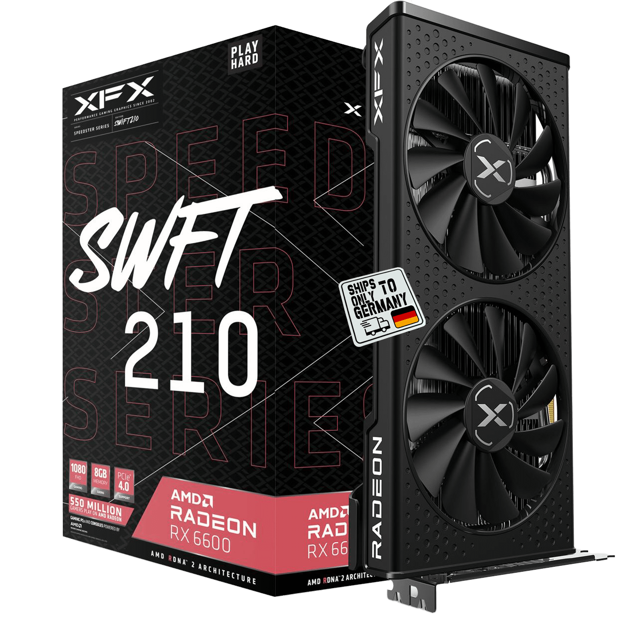 🇩🇪 8GB XFX Radeon RX 6600 Speedster SWFT 210 Active PCIe 4.0 x16 (Retail) product image (1)