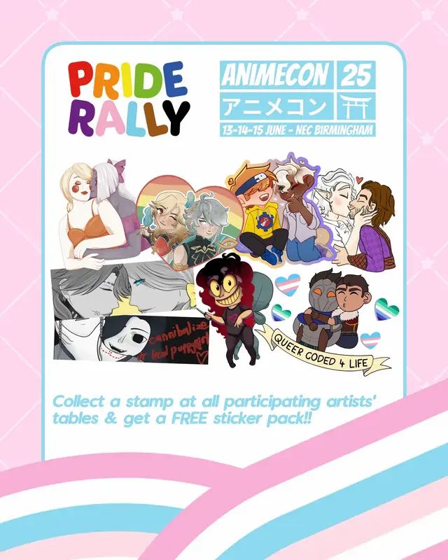 I’m running a pride rally at @AnimeCon UK this weekend it’s pride themed! We picked our favourite ships to celebrate pride the spending limit is £1 so no pressure! All the stickers are prizes to be won! #animeconuk #animeconuk2025 #pride #stamprally #johndoegame #johndoefanart