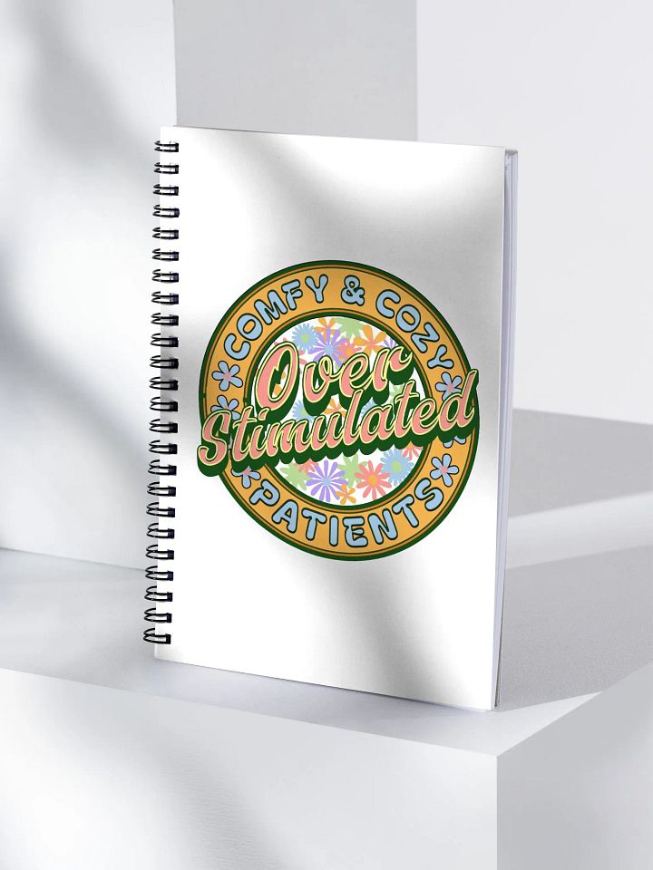 Over Stimulated Comfy And Cozy Patients Retro Floral Emblem Spiral Notebook product image (1)