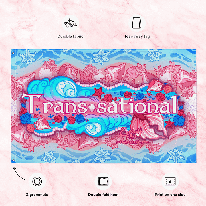 Fantasy Mermaidcore Transgender Pride Flag - "Trans-sational" product image (2)