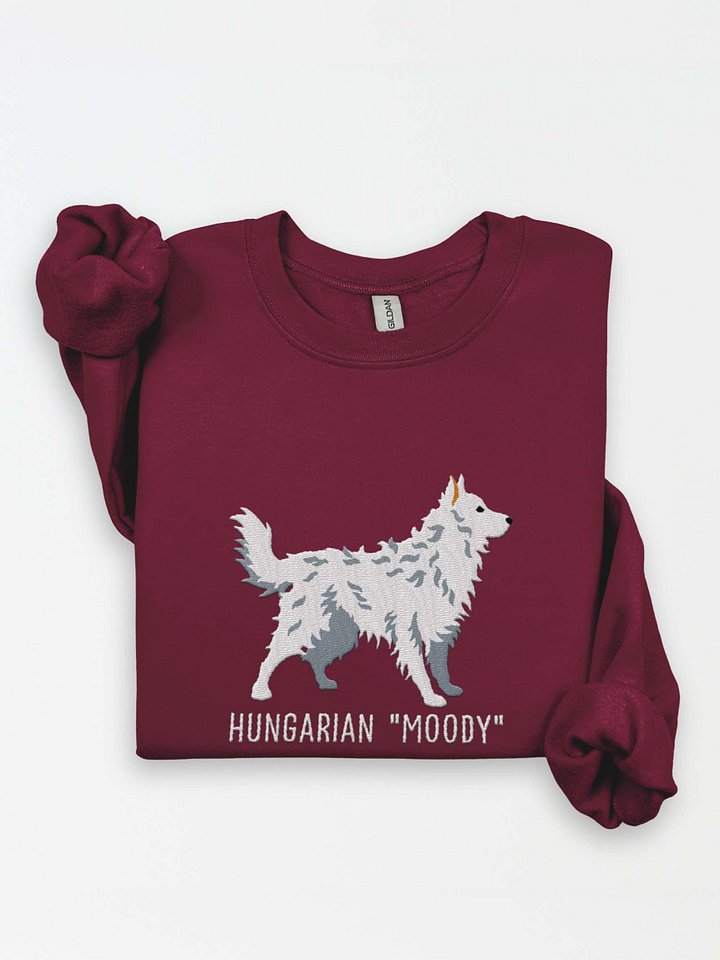 Hungarian Moody Sweatshirt (Embroidered) of a Hungarian Mudi(White) product image (1)