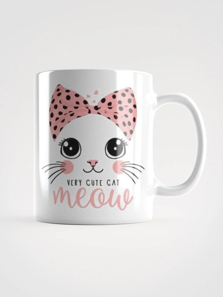 White Glossy Mug Cute Cat product image (1)