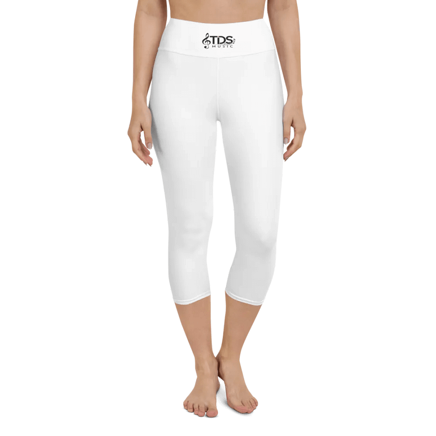 TDS Music Women's High-Waisted White Yoga Capri Leggings product image (10)