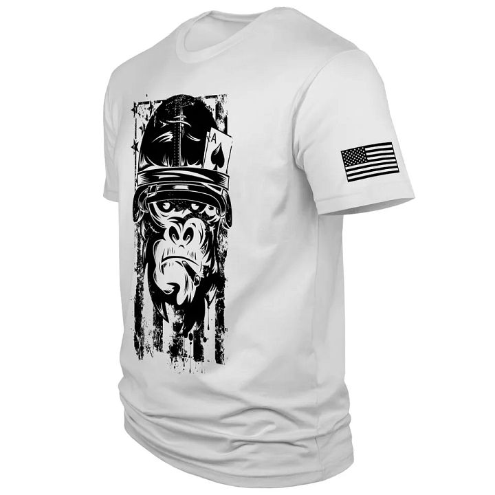 American Ace Of Spades Savage Ape Monkey Military Short Sleeve Shirt product image (2)