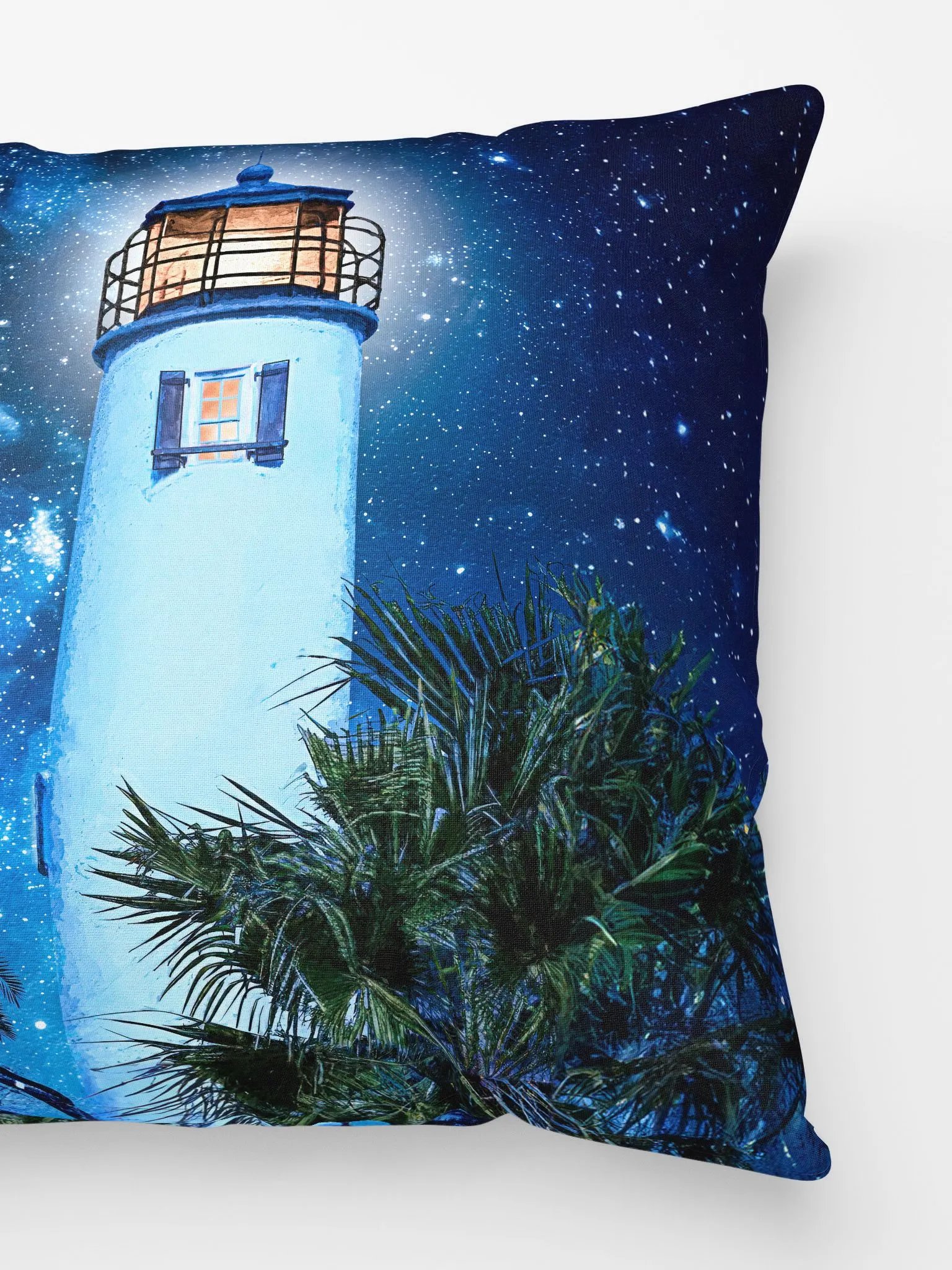 St. George Island Lighthouse by Night – Florida Throw Pillow product image (3)