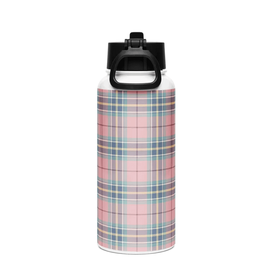 Pastel Pink Plaid Water Bottle product image (3)