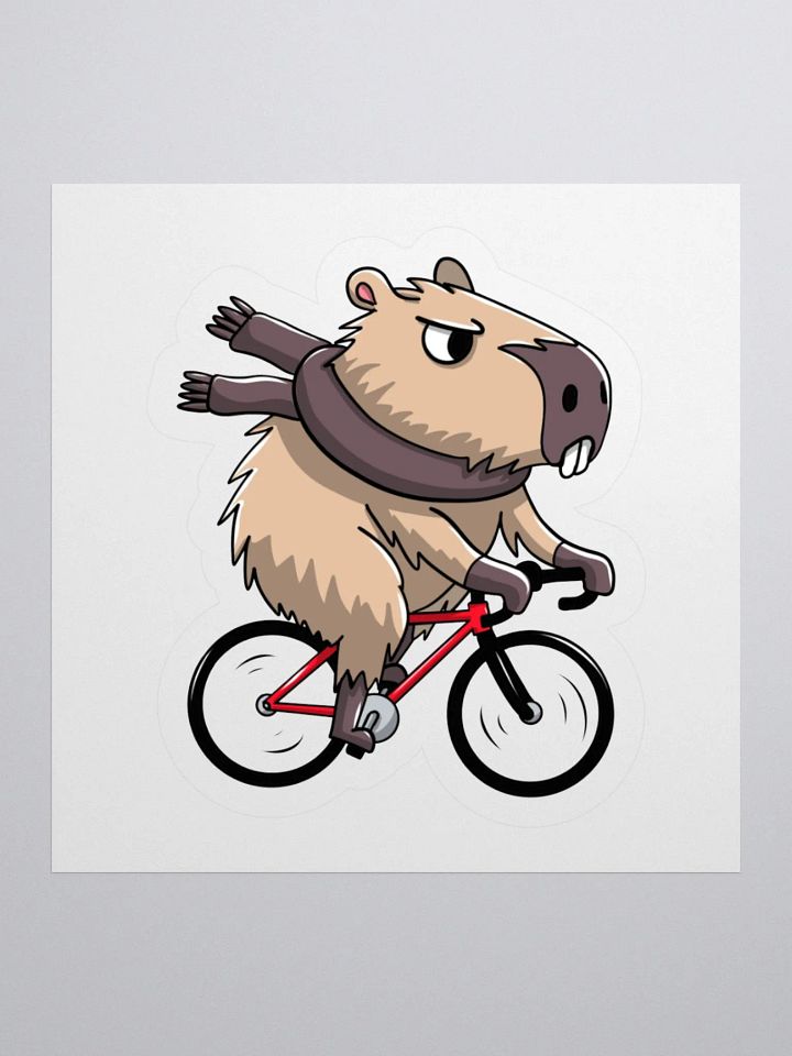 Funny Capybara Cycling Sticker – Cute Bike Rider Vinyl Decal for Cyclists & Capybara Lovers product image (1)