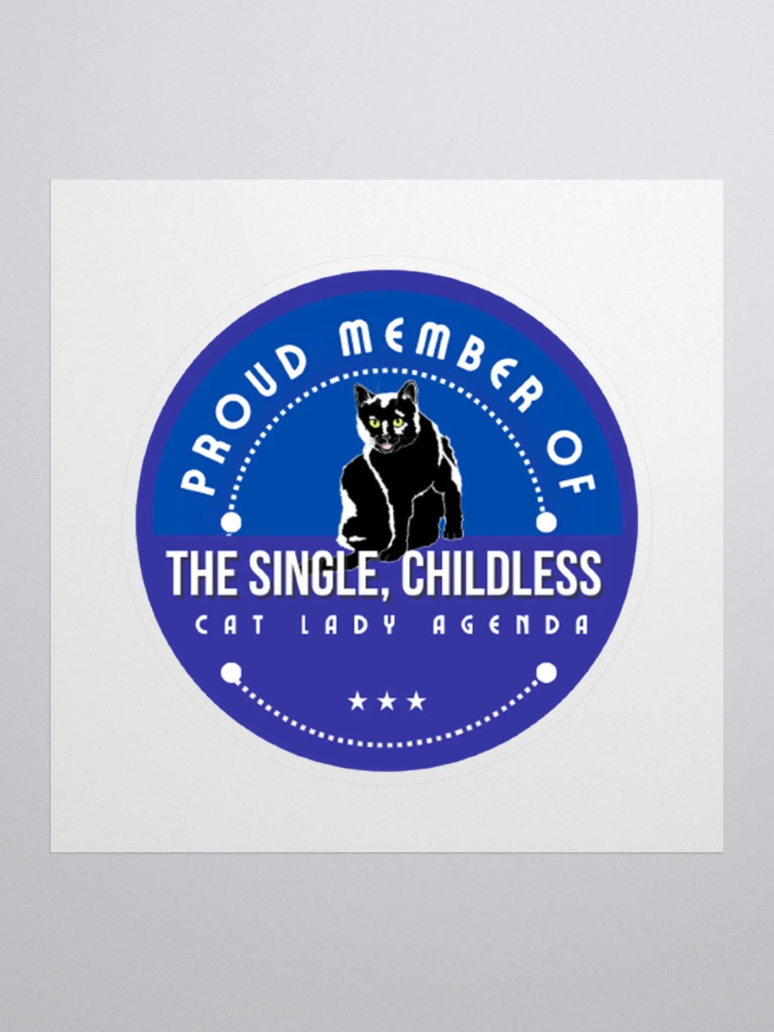 The Single, Childless, Cat Lady Agenda blue logo Sticker product image (1)