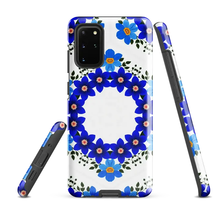 Tough Phone Case for Samsung® - Blue and Yellow Geometric Floral Design product image (2)