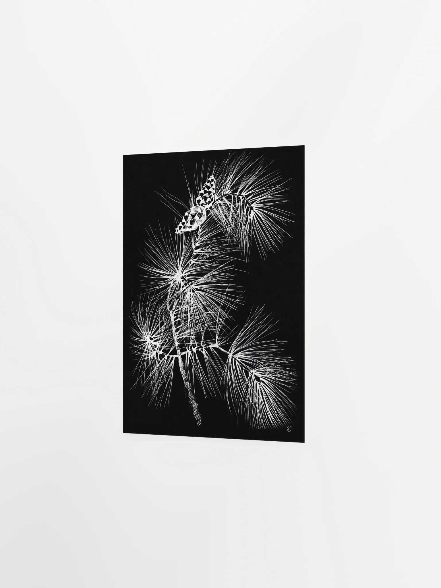 Vibrant Matte Paper Poster - Pine Branch and Cones product image (2)