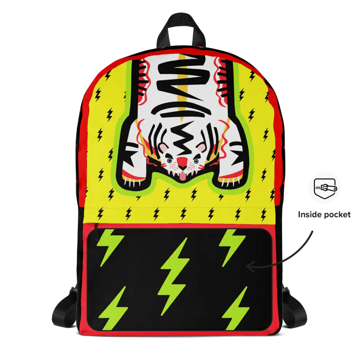White Electric Tiger on Yellow and Red - Backpack product image (2)