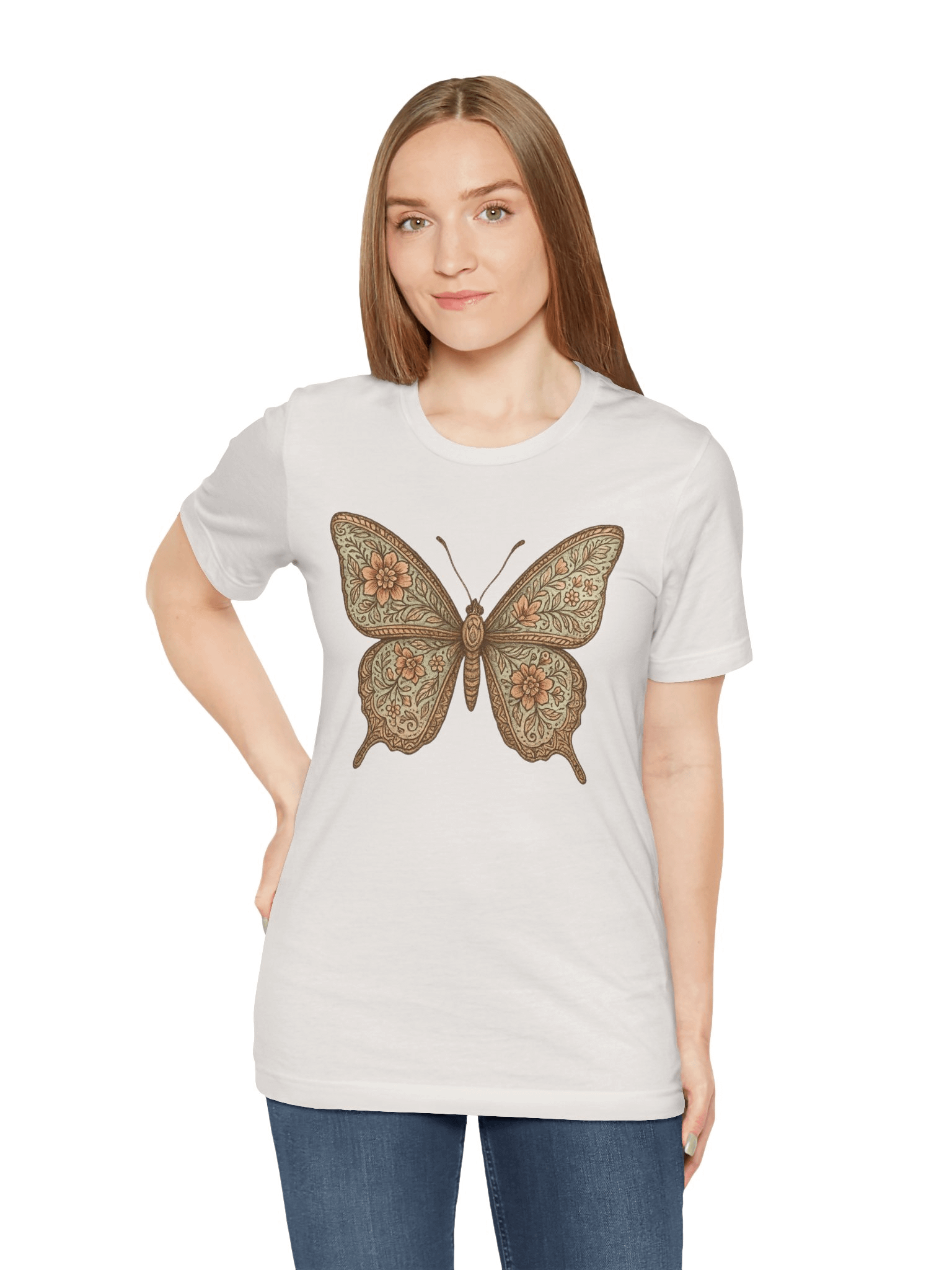 Vintage Butterfly Floral T-Shirt – Bella + Canvas 3001 product image (9)