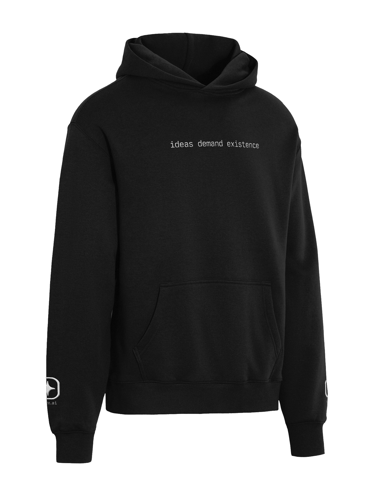IDEAS DEMAND EXISTENCE - mitte.ai - embroidered hoodie product image (4)