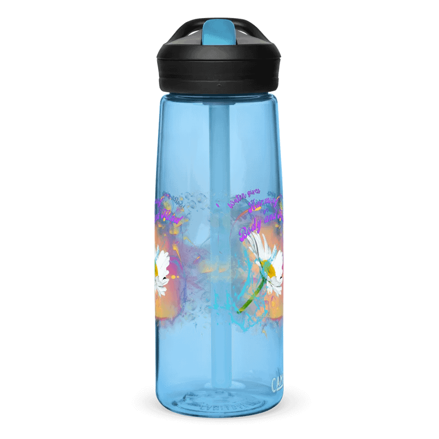 Camelback water bottle Camelback water bottle with beautiful swirly blue water drops  featuring ' This water gives Harmony in Body and Mind