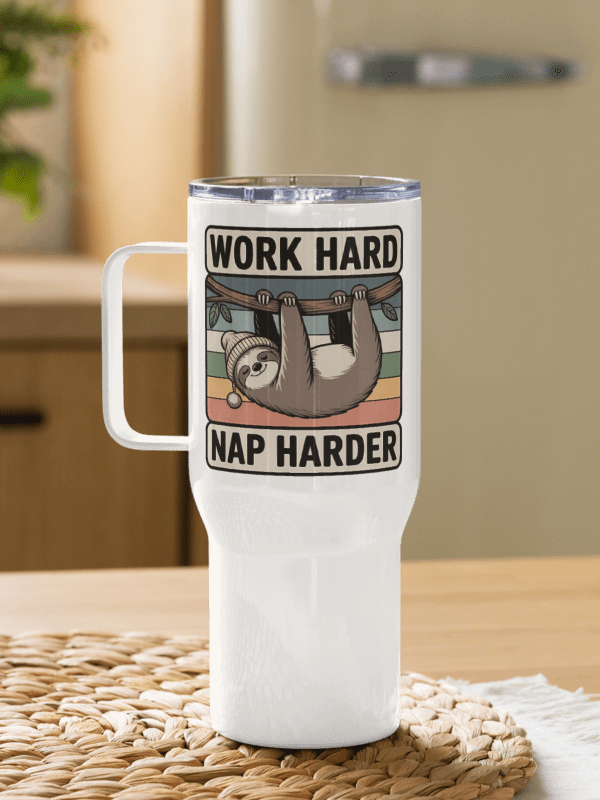 Work Hard Nap Harder Non-Sacral Travel Mug product image (1)