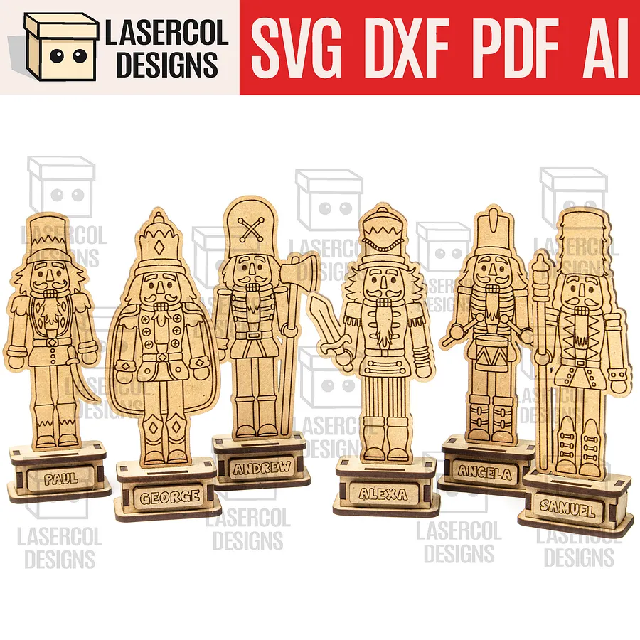 Nutcracker Set (2 Sizes, 6 Styles) - Christmas Gift - Laser Cut Files product image (1)