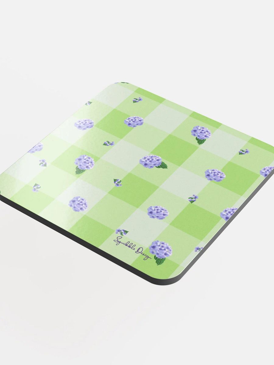 Hydrangeas on Green Gingham Coasters product image (4)