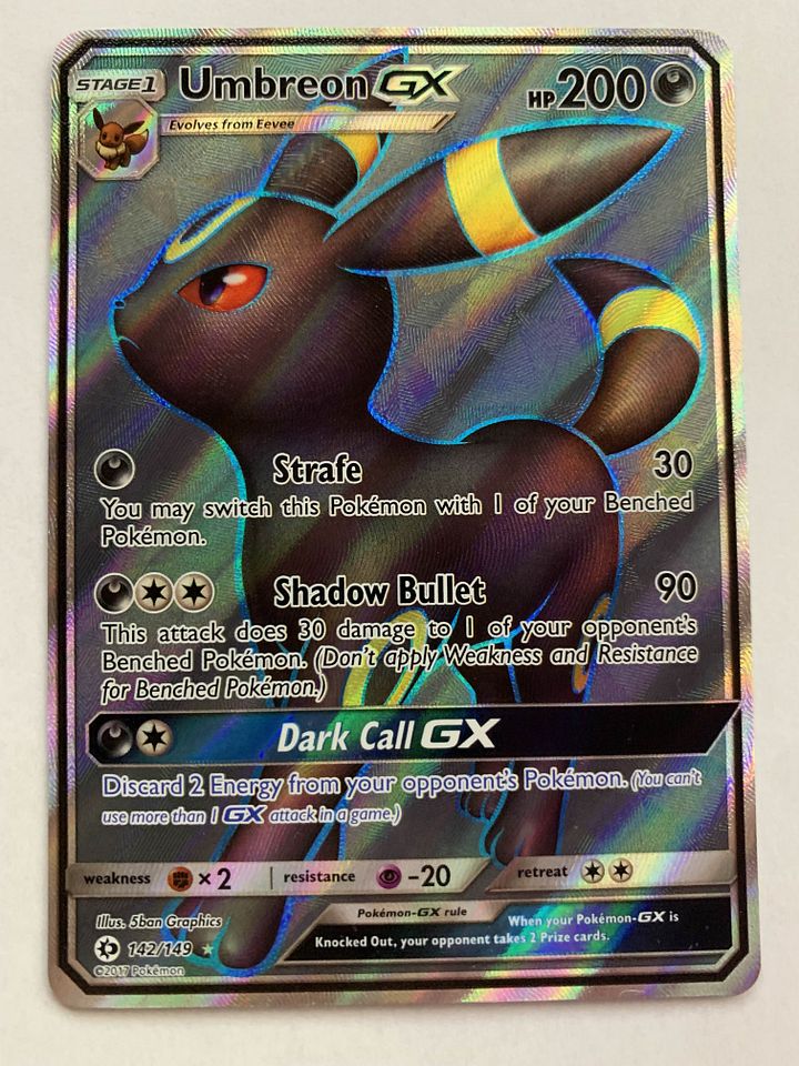 Pokémon Trading Card – Umbreon GX (Sun & Moon Base Set, #142/149) - NM product image (2)