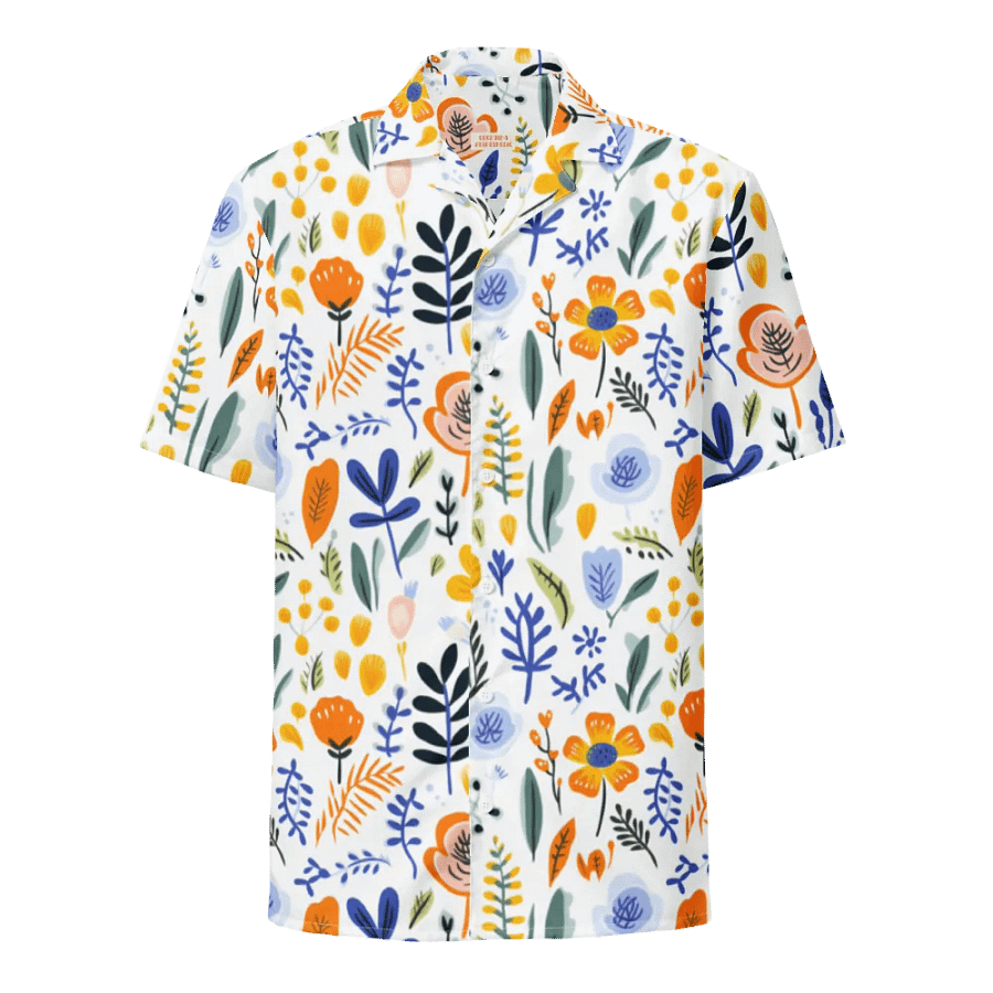 Retro Flowers Blue Hawaiian Shirt product image (1)